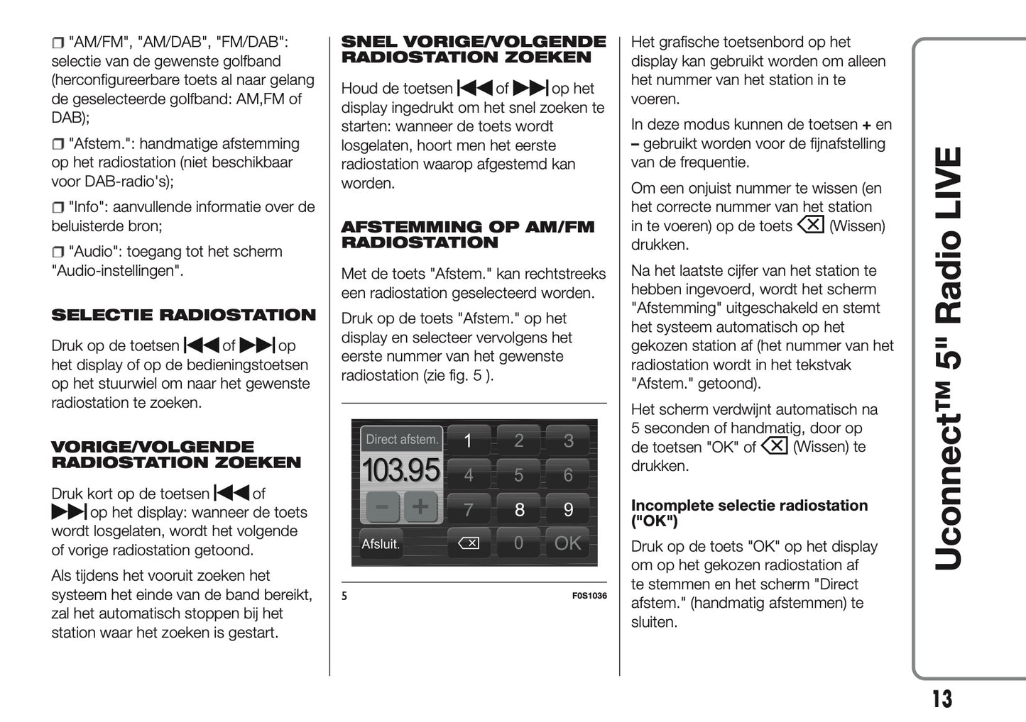 2017-2018 Abarth 500/595/695 Uconnect 5.0 Radio Infotainment Manual | Dutch