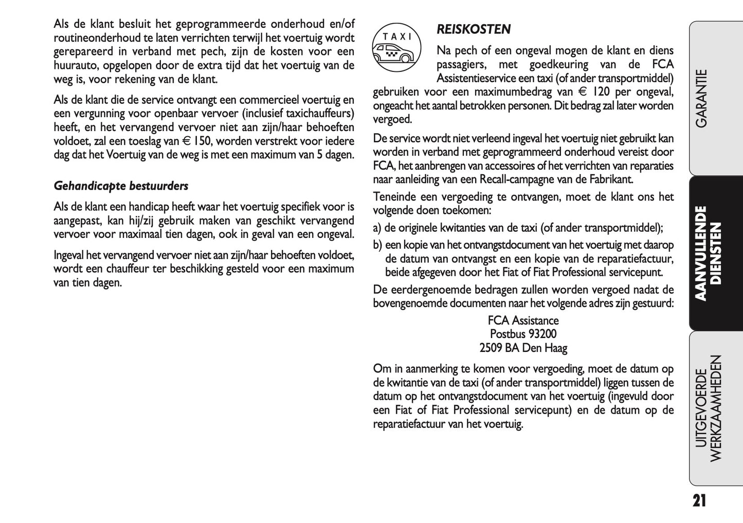 2021 Fiat Warranty & Service Book | Dutch