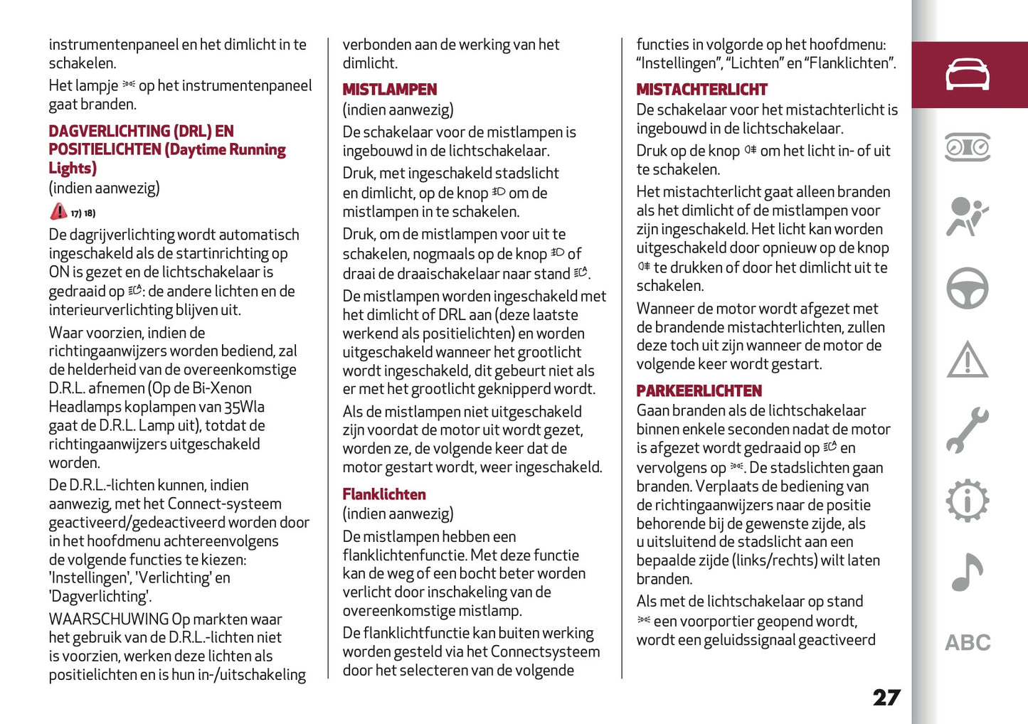 2020 Alfa Romeo Stelvio Owner's Manual | Dutch