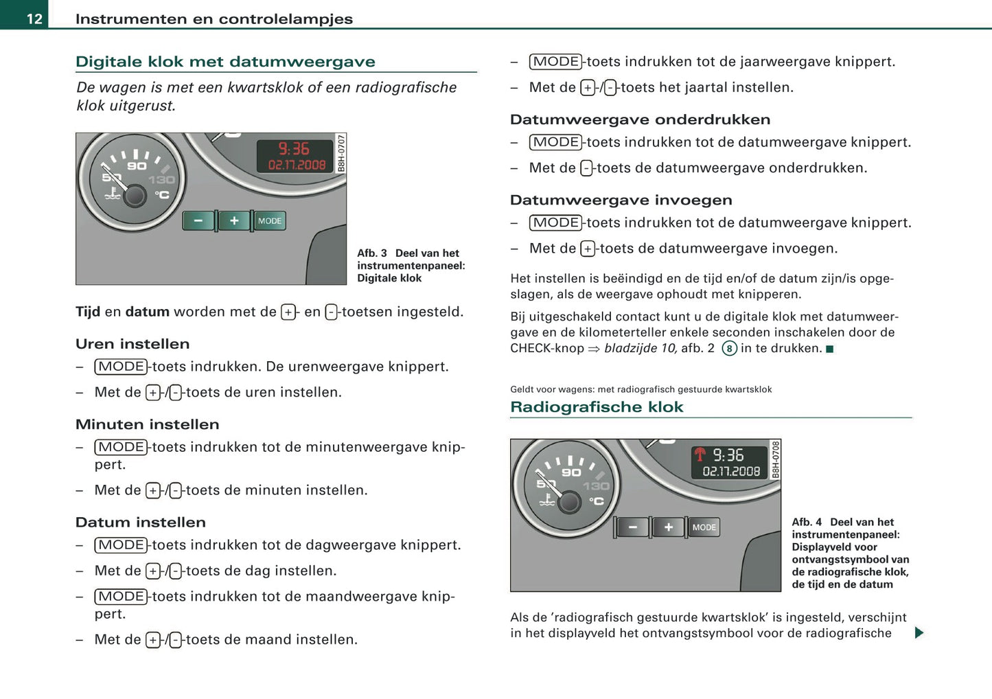 2007-2008 Audi A4 Cabriolet Owner's Manual | Dutch