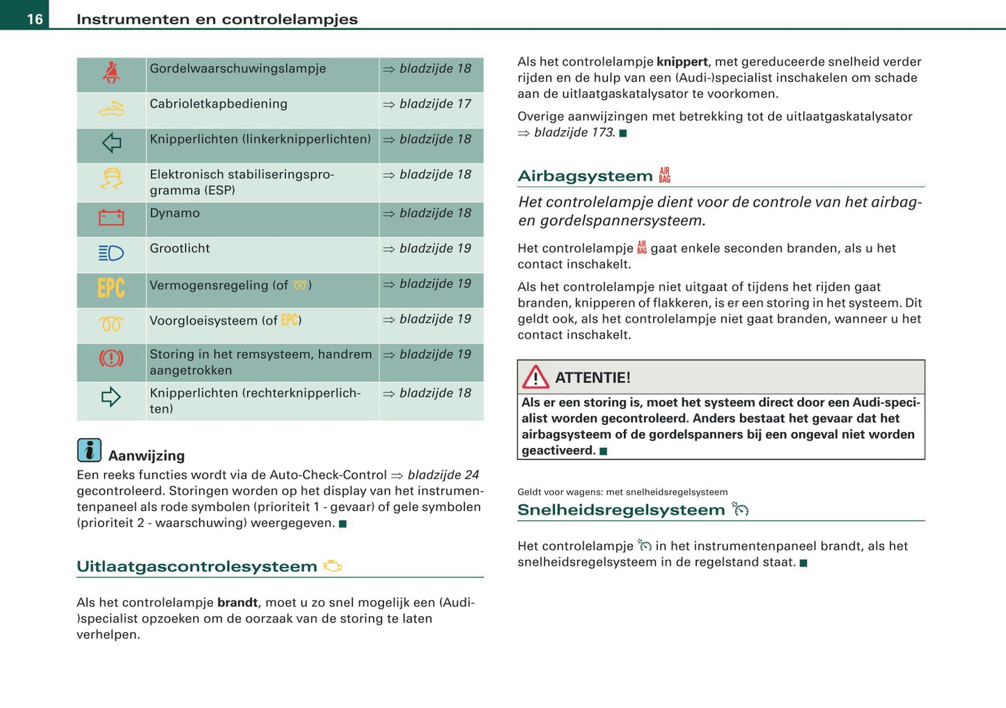 2007-2008 Audi A4 Cabriolet Owner's Manual | Dutch