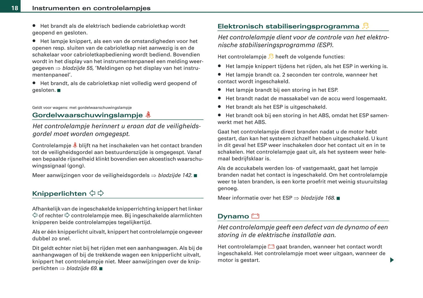 2007-2008 Audi A4 Cabriolet Owner's Manual | Dutch
