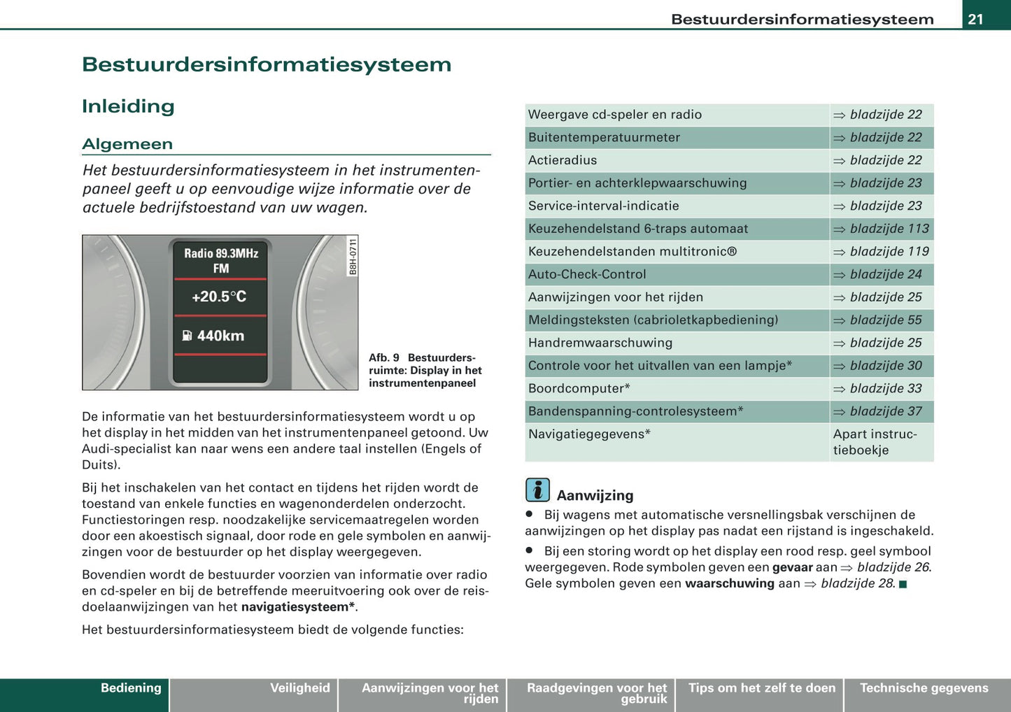 2007-2008 Audi A4 Cabriolet Owner's Manual | Dutch
