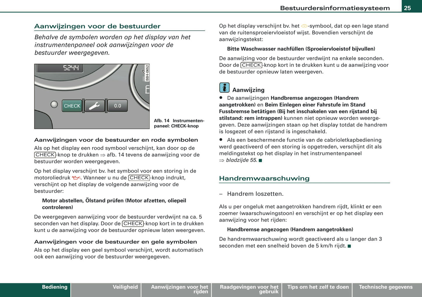 2007-2008 Audi A4 Cabriolet Owner's Manual | Dutch