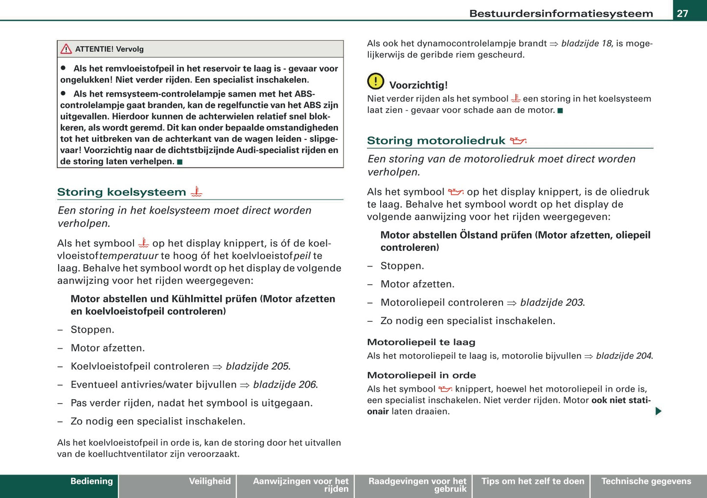 2007-2008 Audi A4 Cabriolet Owner's Manual | Dutch