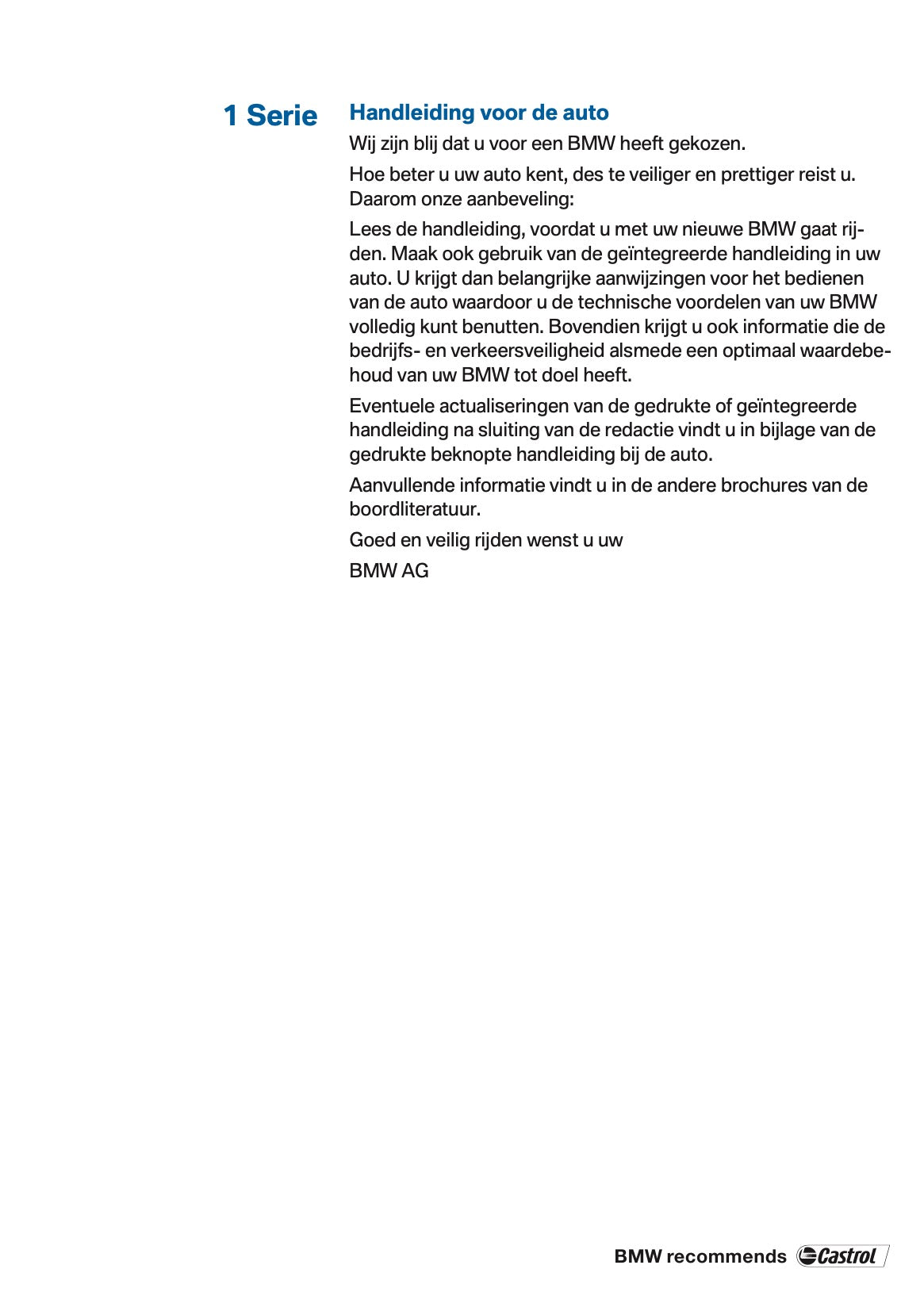 2013 BMW 1 Series Owner's Manual | Dutch