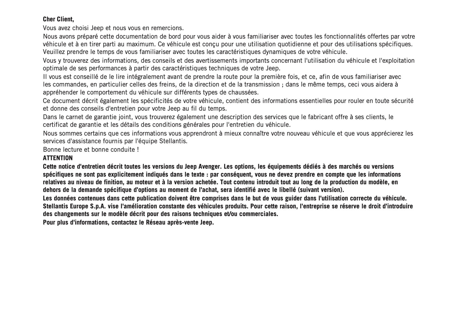 2024-2025 Jeep Avenger Owner's Manual | French