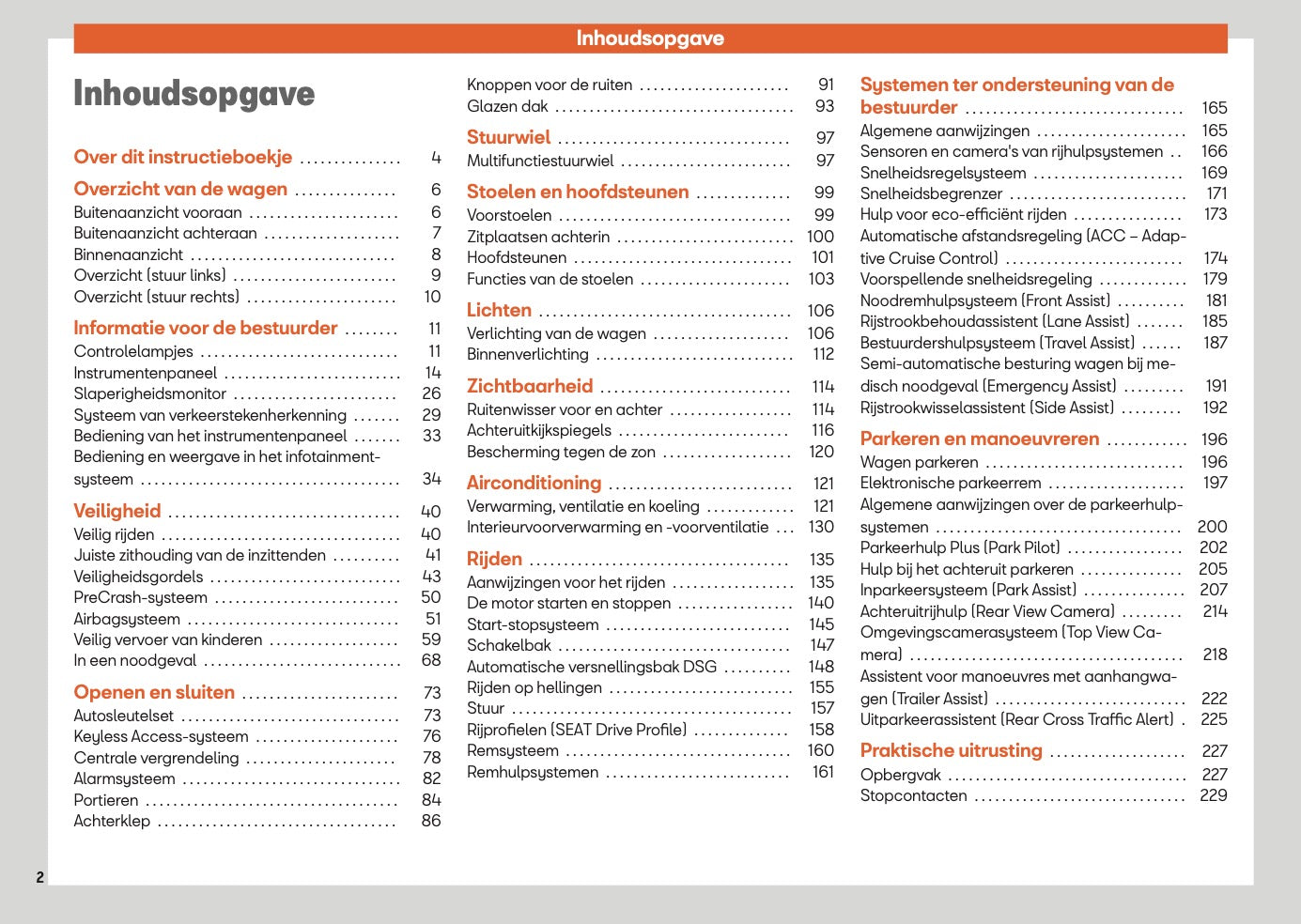 2025 Seat Ateca Owner's Manual | Dutch
