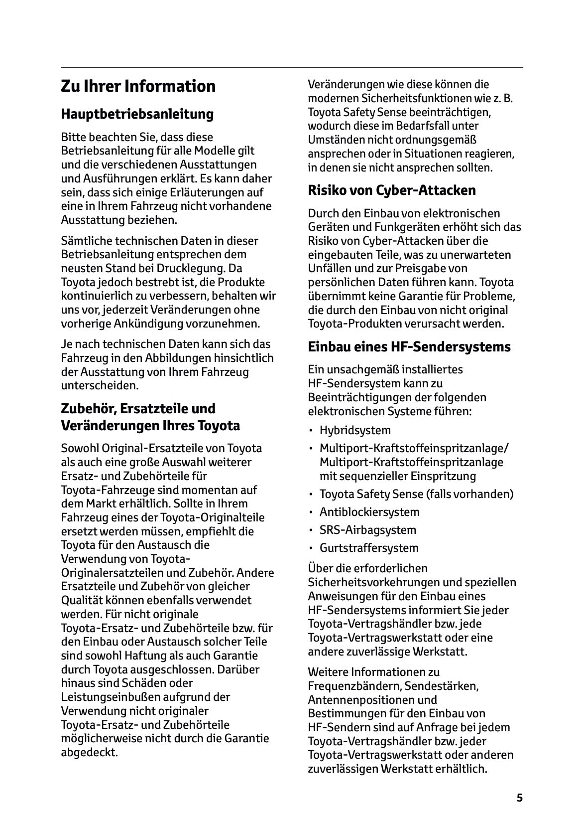 2025 Toyota Yaris Hybrid Bedienungsanleitung | Deutsch