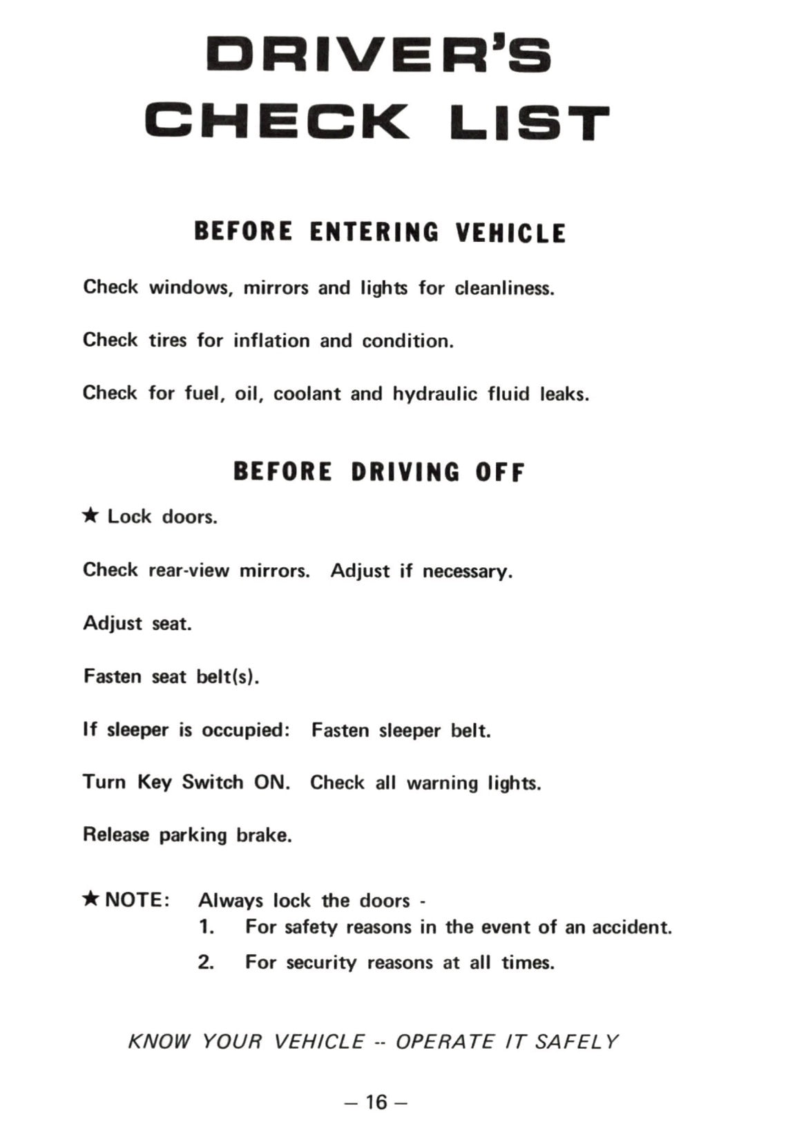 1976 Kenworth Owner's Manual | English
