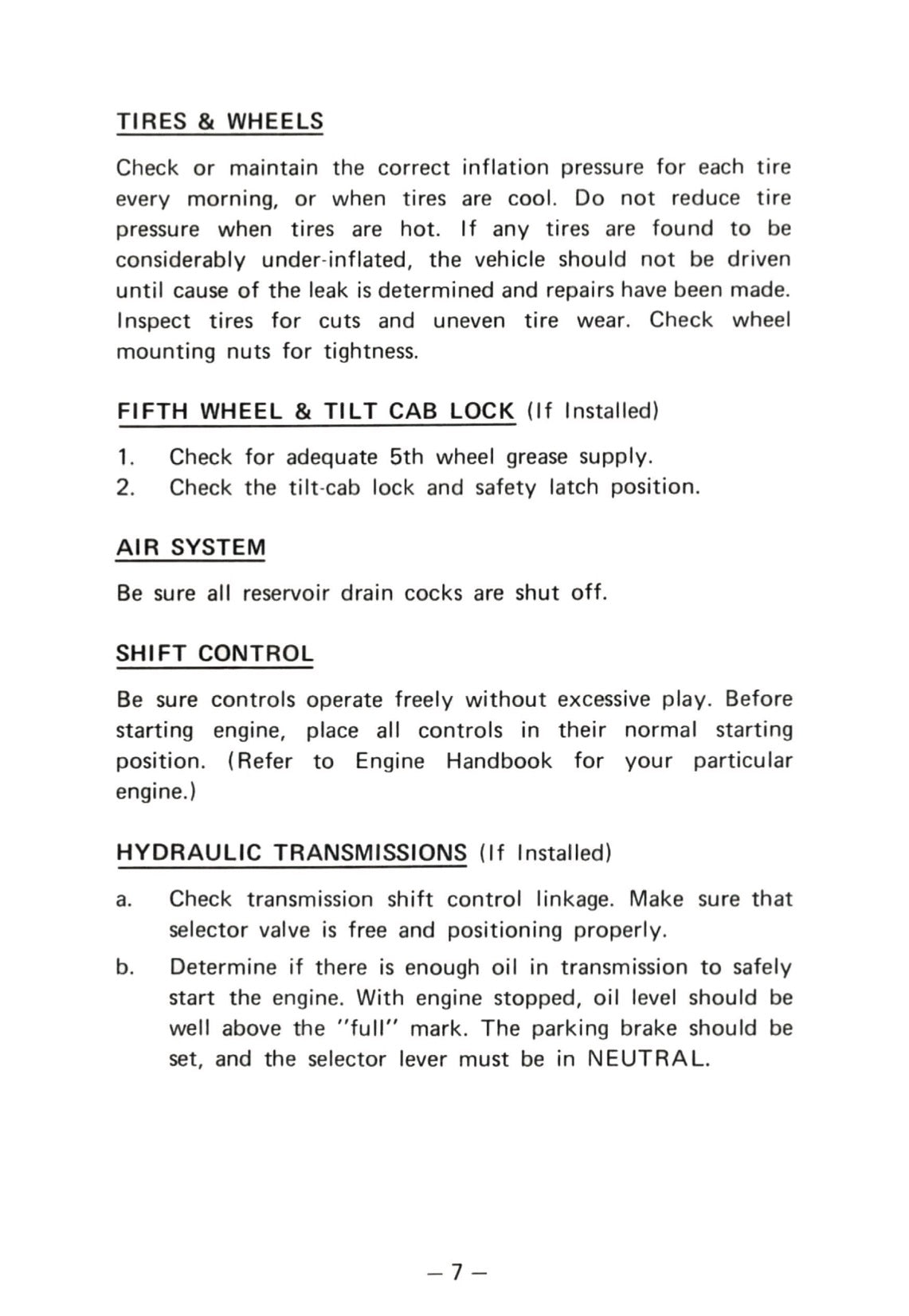 1976 Kenworth Owner's Manual | English