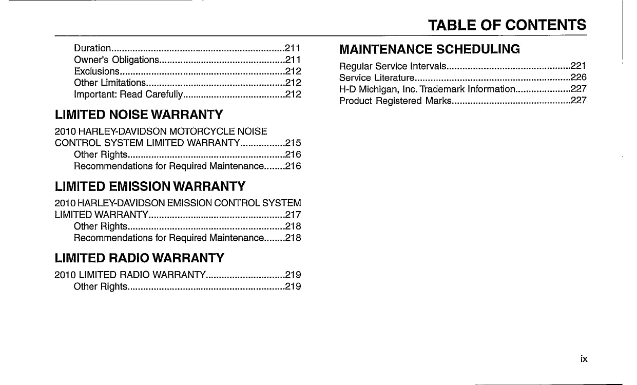 2010 Harley-Davidson Trike Owner's Manual | English