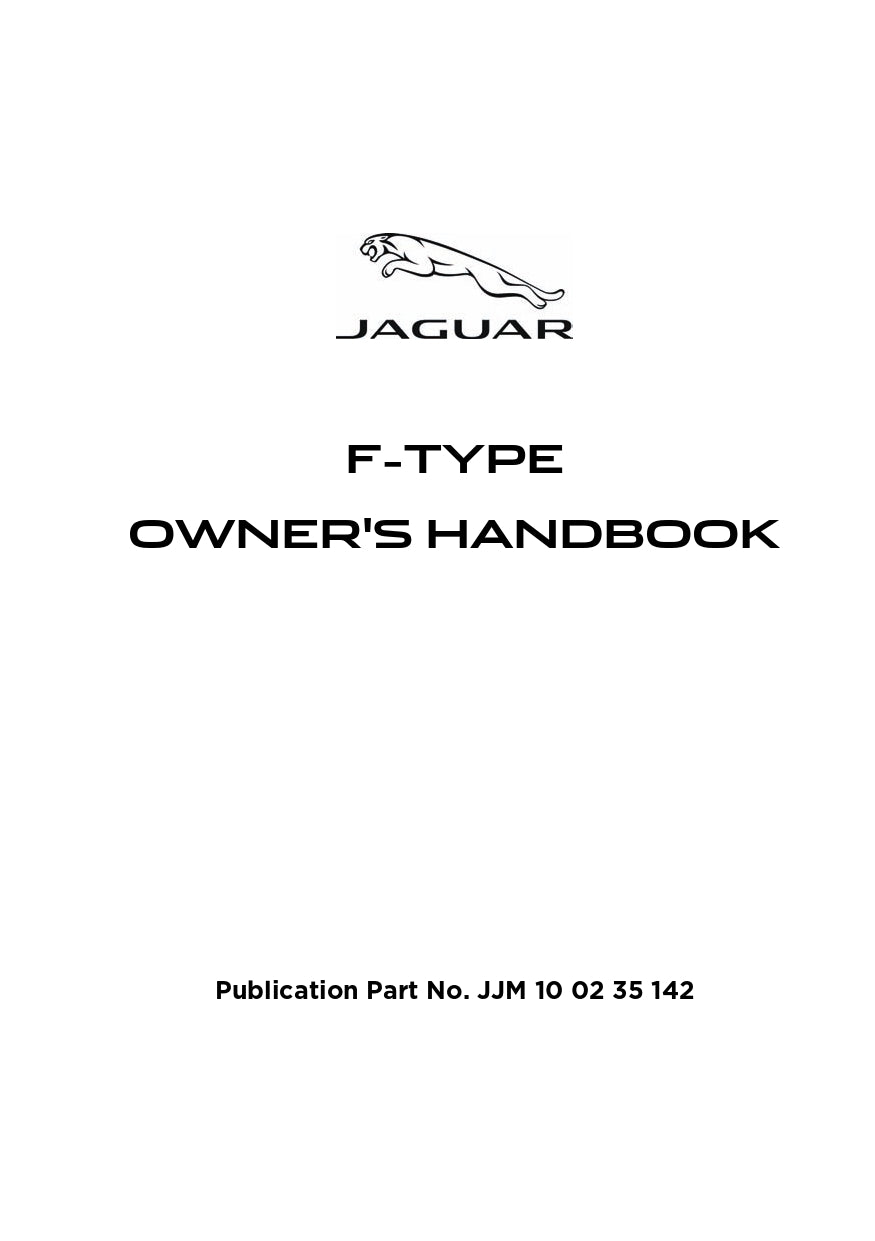 2014 Jaguar F-Type Owner's Manual | English