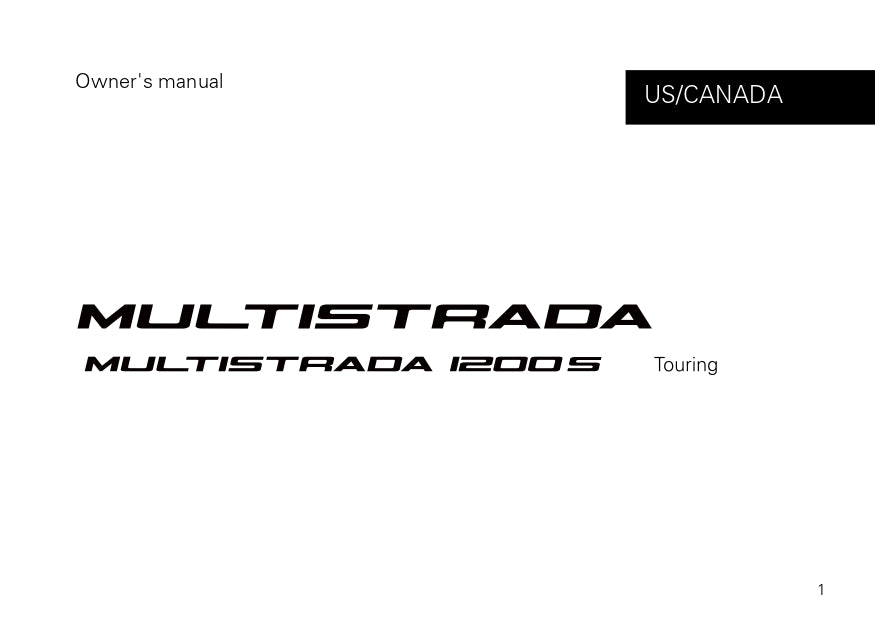 2014 Ducati Multistrada 1200S Touring Owner's Manual | English
