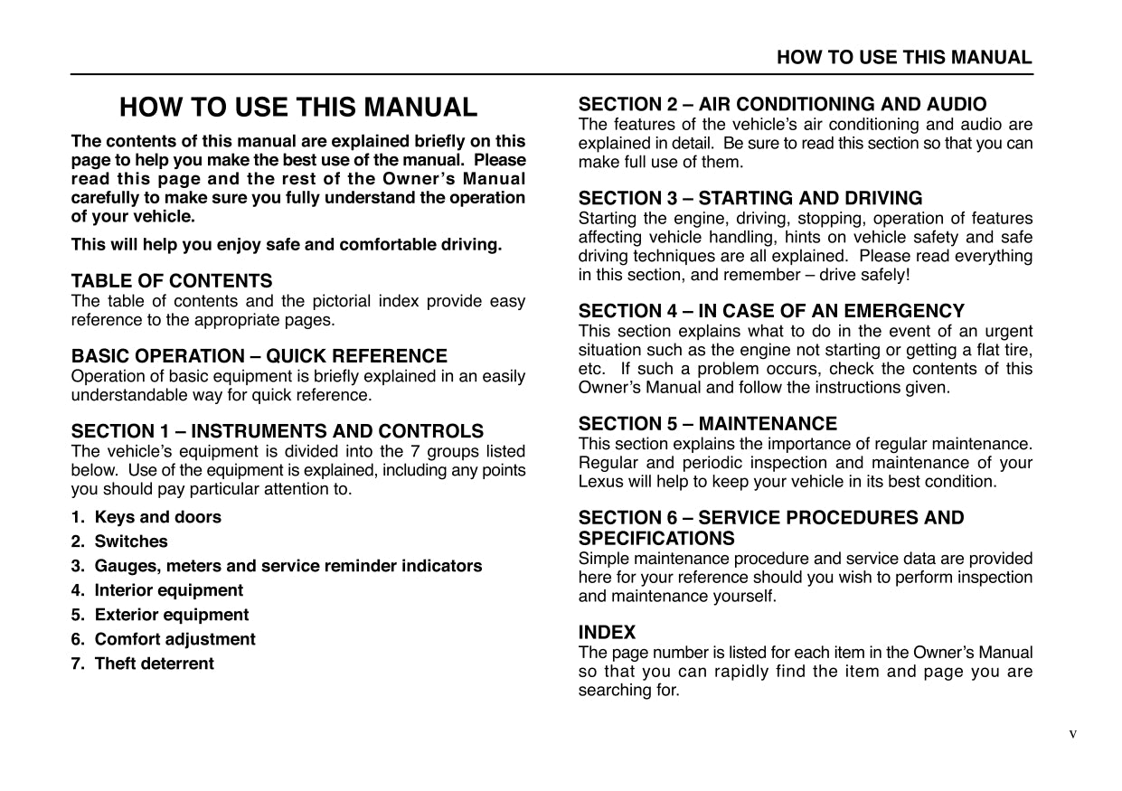 2001 Lexus LX 470 Owner's Manual | English