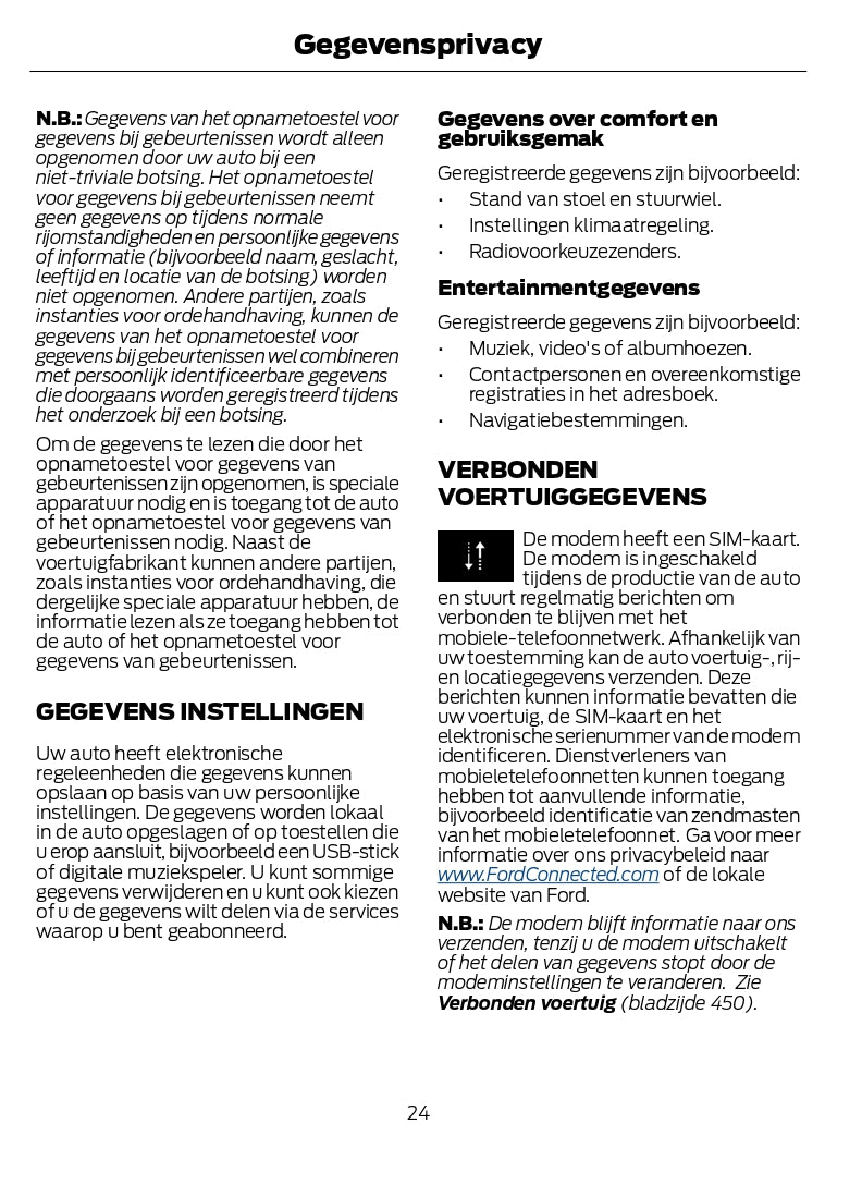 2024-2025 Ford Kuga Bedienungsanleitung | Niederländisch