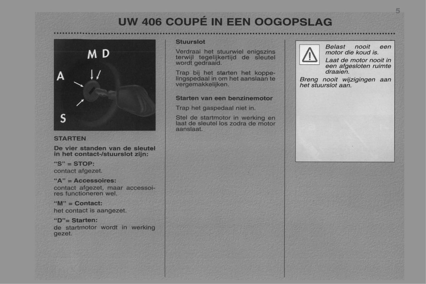 1998-2000 Peugeot 406 Coupé Bedienungsanleitung | Niederländisch
