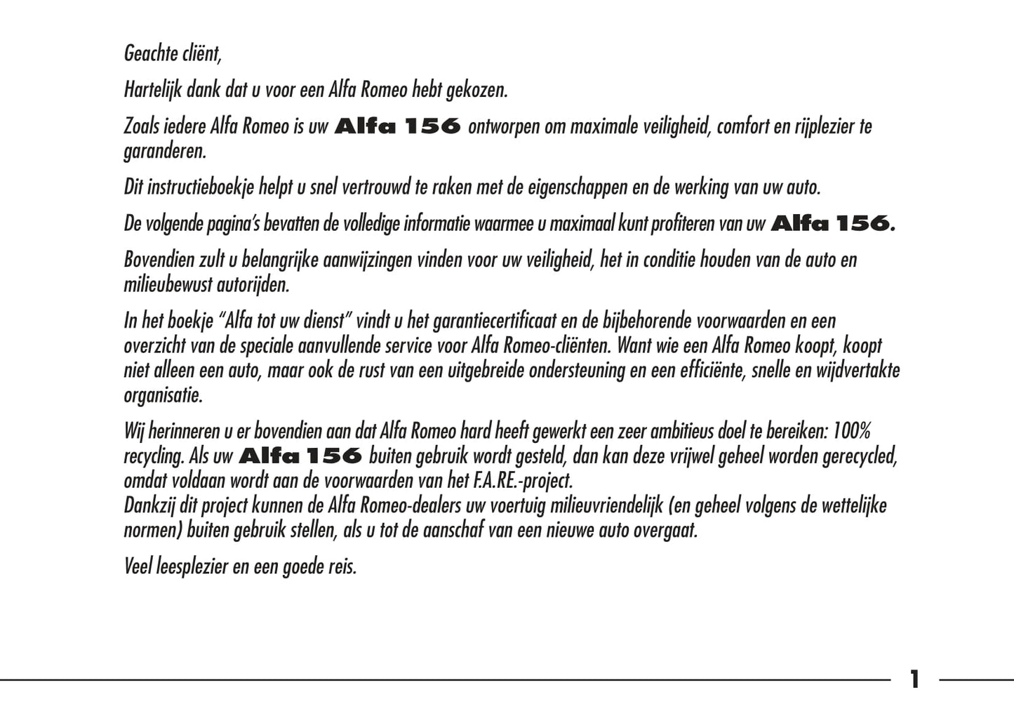1997-2003 Alfa Romeo 156 Bedienungsanleitung | Niederländisch
