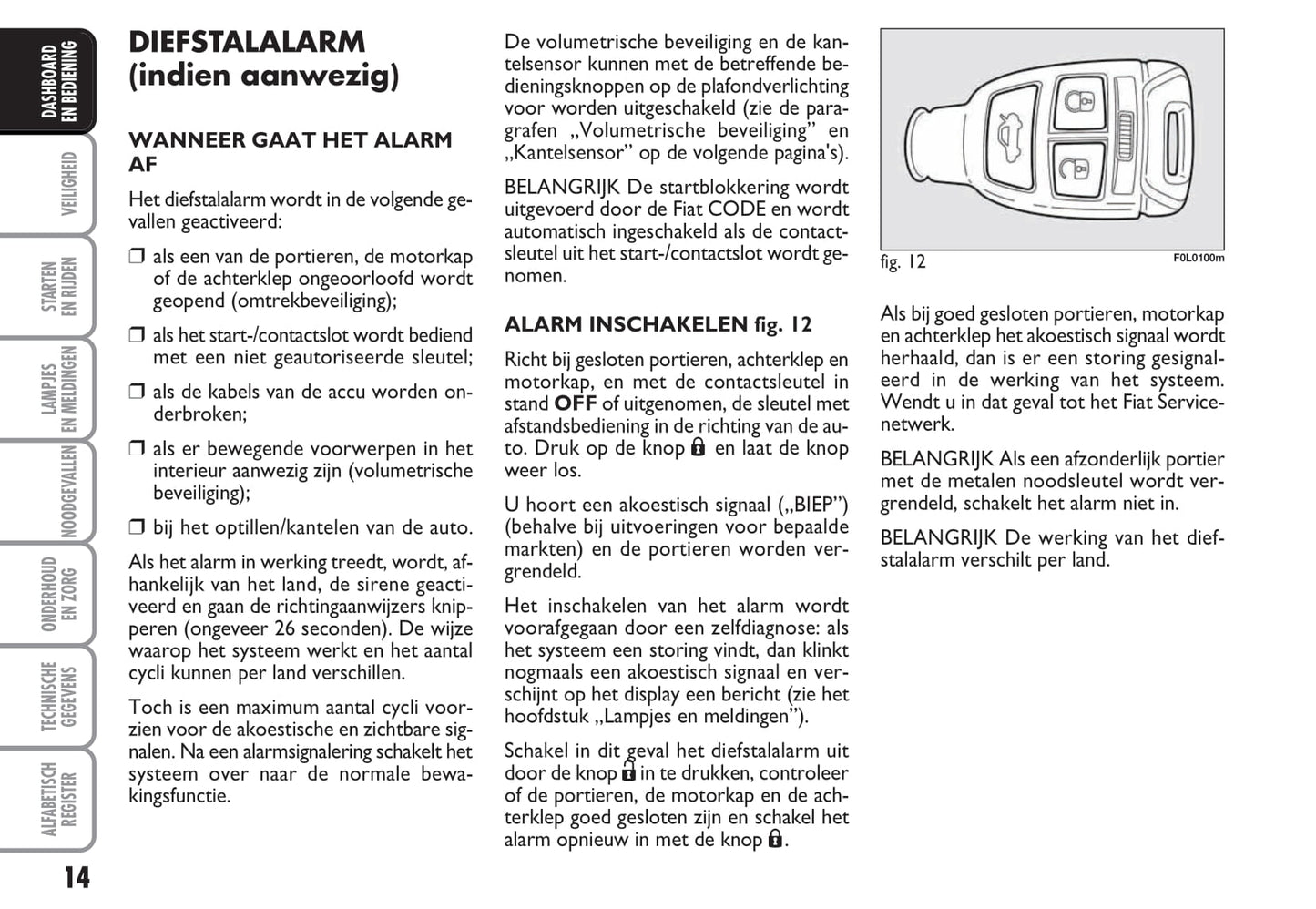 2009-2010 Fiat Croma Owner's Manual | Dutch