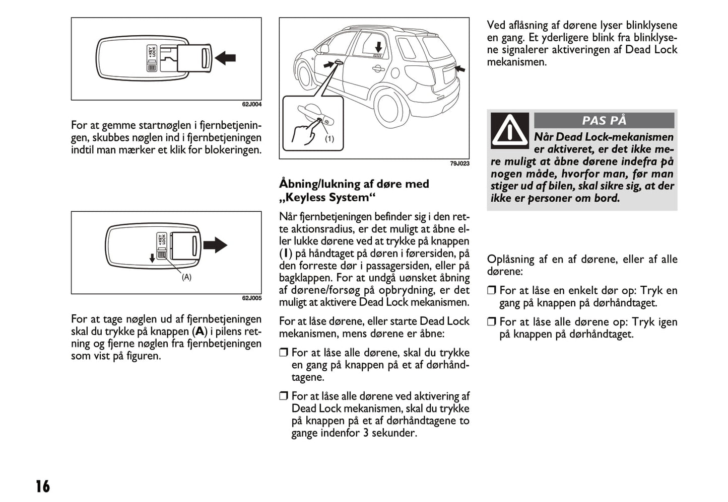 2011-2012 Fiat Sedici Bedienungsanleitung | Dansk