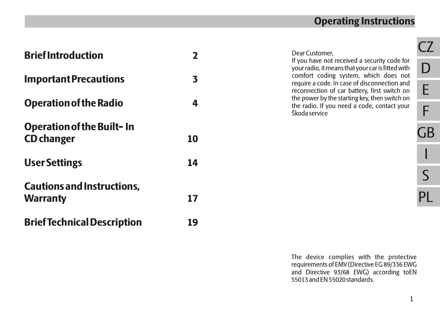 Skoda Radio Audience Bedienungsanleitung 2005
