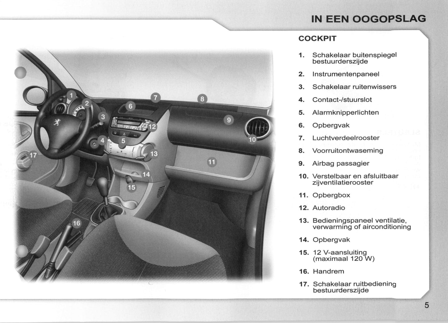 2007-2008 Peugeot 107 Owner's Manual | Dutch