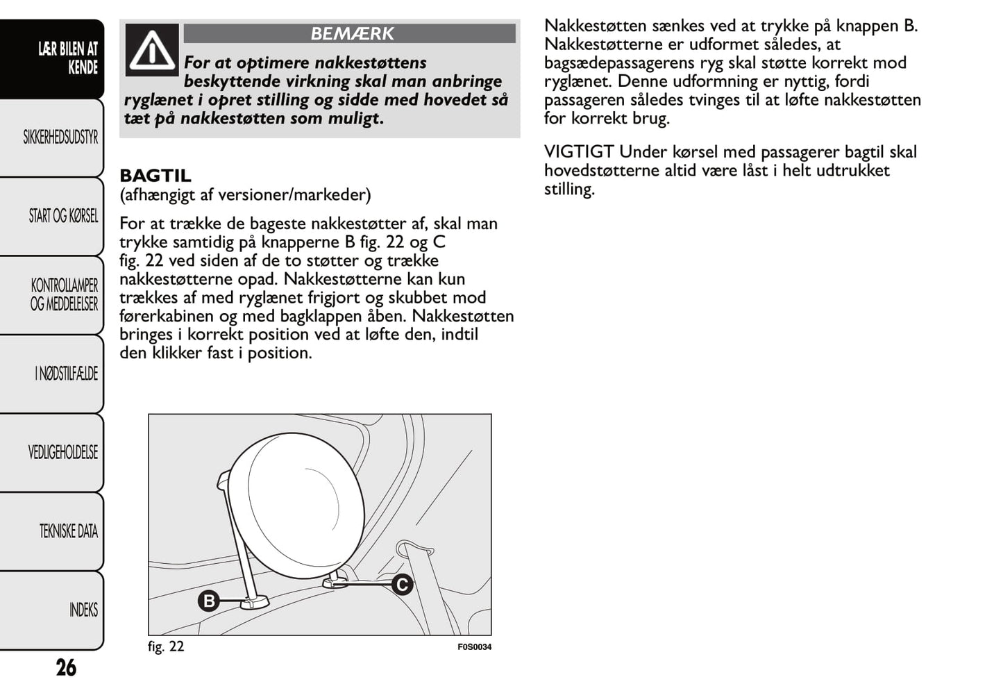 2007-2014 Fiat 500 Bedienungsanleitung | Dansk