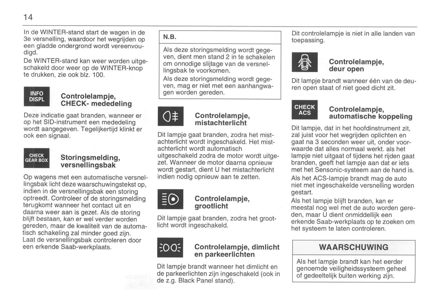 1993-1998 Saab 900 Bedienungsanleitung | Niederländisch