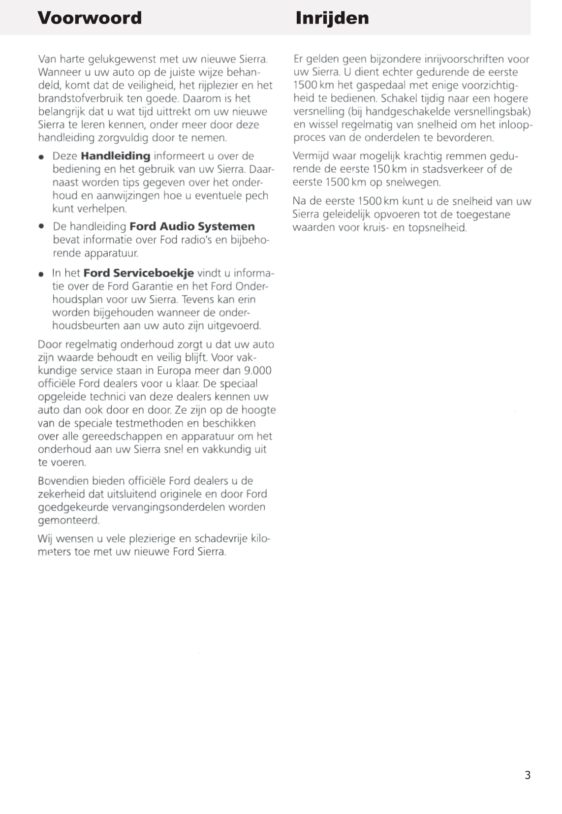 1990-1993 Ford Sierra Bedienungsanleitung | Niederländisch