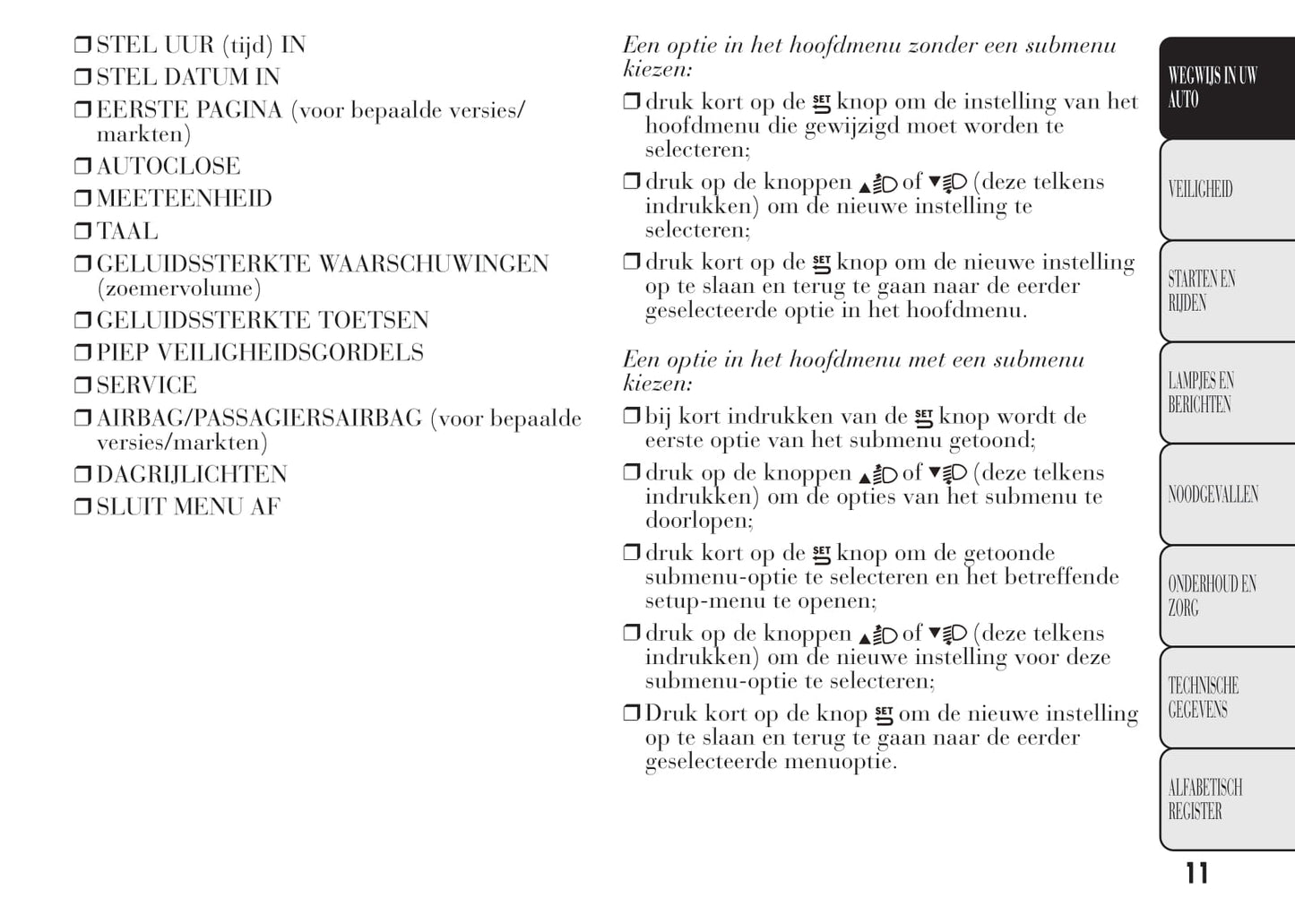 2011-2015 Lancia Ypsilon Owner's Manual | Dutch