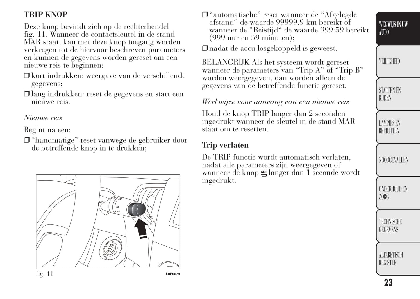 2011-2015 Lancia Ypsilon Owner's Manual | Dutch