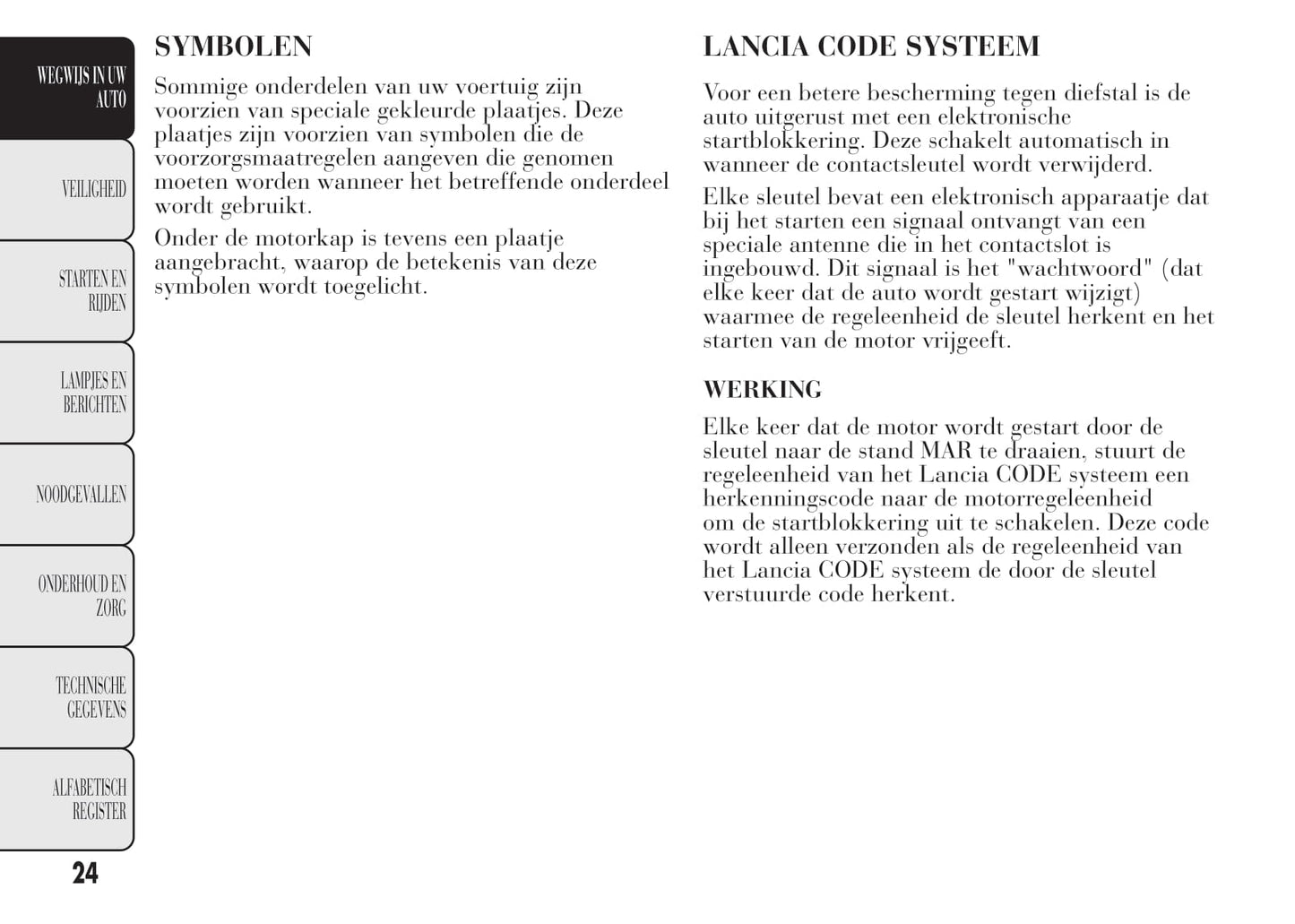2011-2015 Lancia Ypsilon Owner's Manual | Dutch
