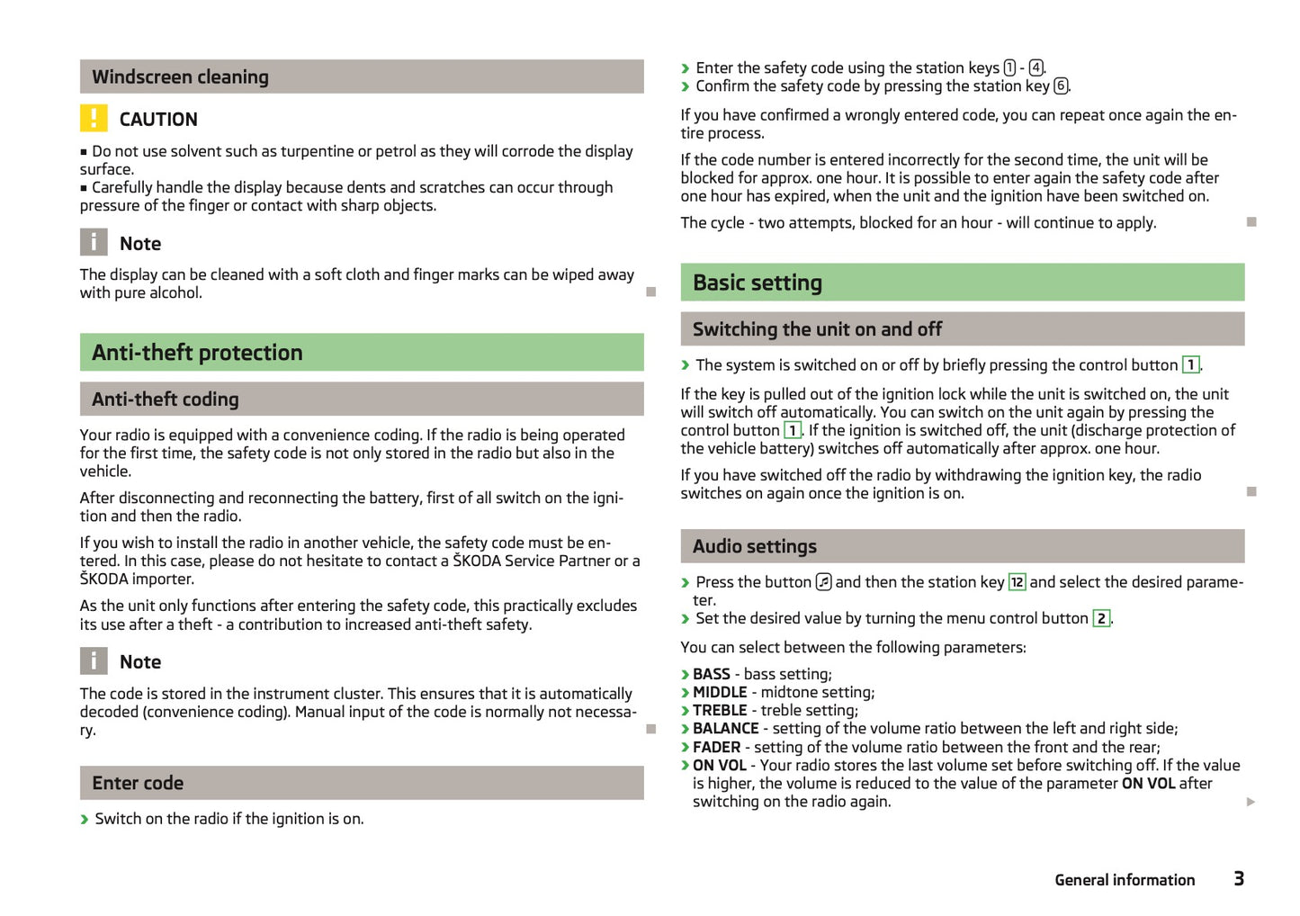 Skoda Radio Swing Bedienungsanleitung 2012