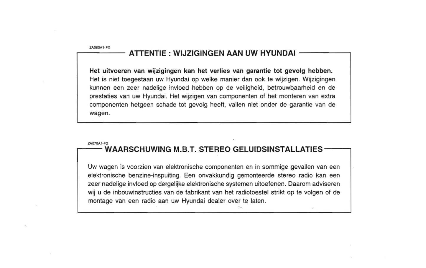 2001-2002 Hyundai Santa Fe Owner's Manual | Dutch