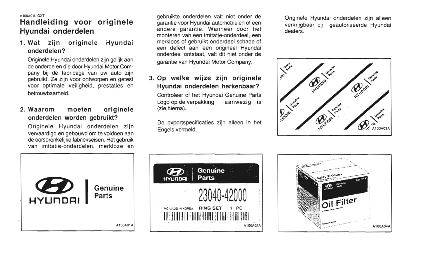 2001-2002 Hyundai Santa Fe Owner's Manual | Dutch
