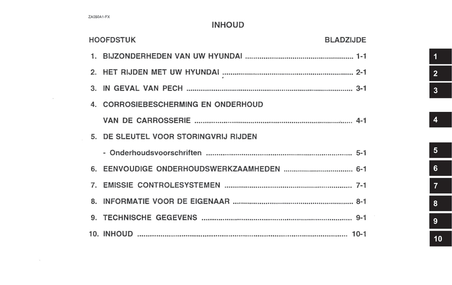 2001-2002 Hyundai Santa Fe Owner's Manual | Dutch