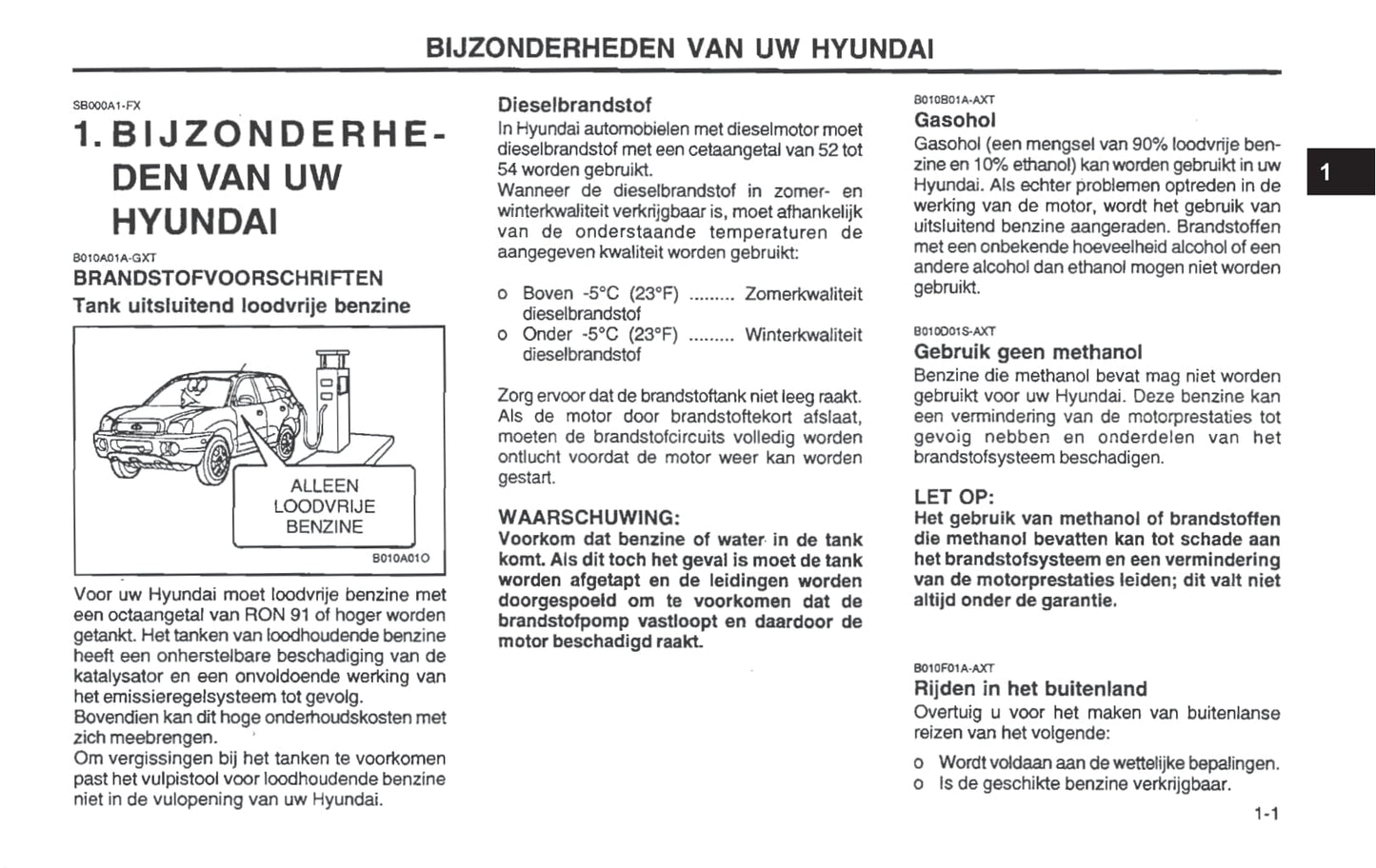 2001-2002 Hyundai Santa Fe Owner's Manual | Dutch