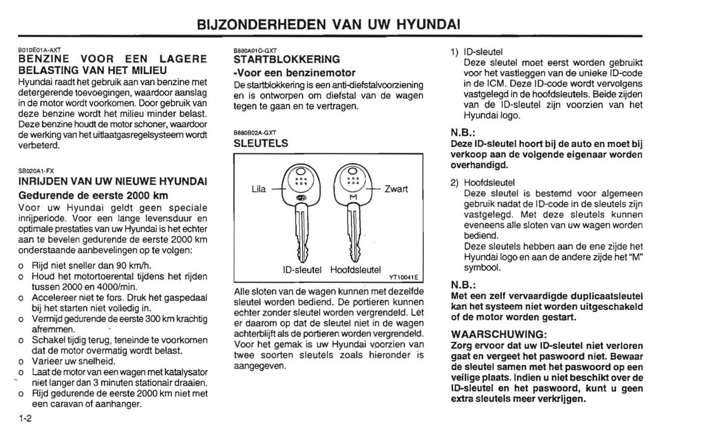 2001-2002 Hyundai Santa Fe Owner's Manual | Dutch