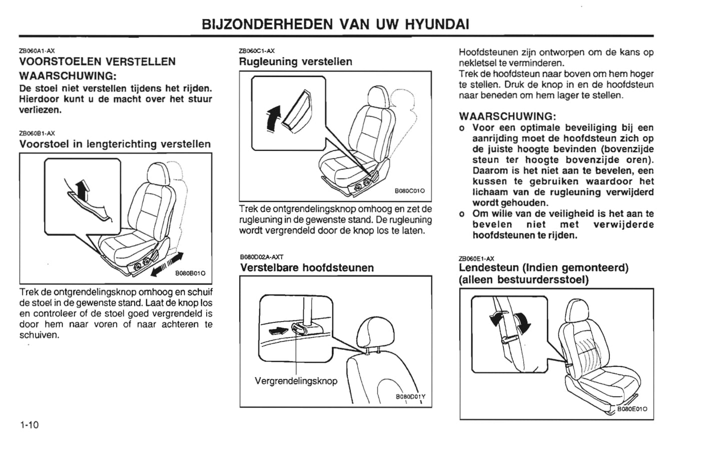 2001-2002 Hyundai Santa Fe Owner's Manual | Dutch