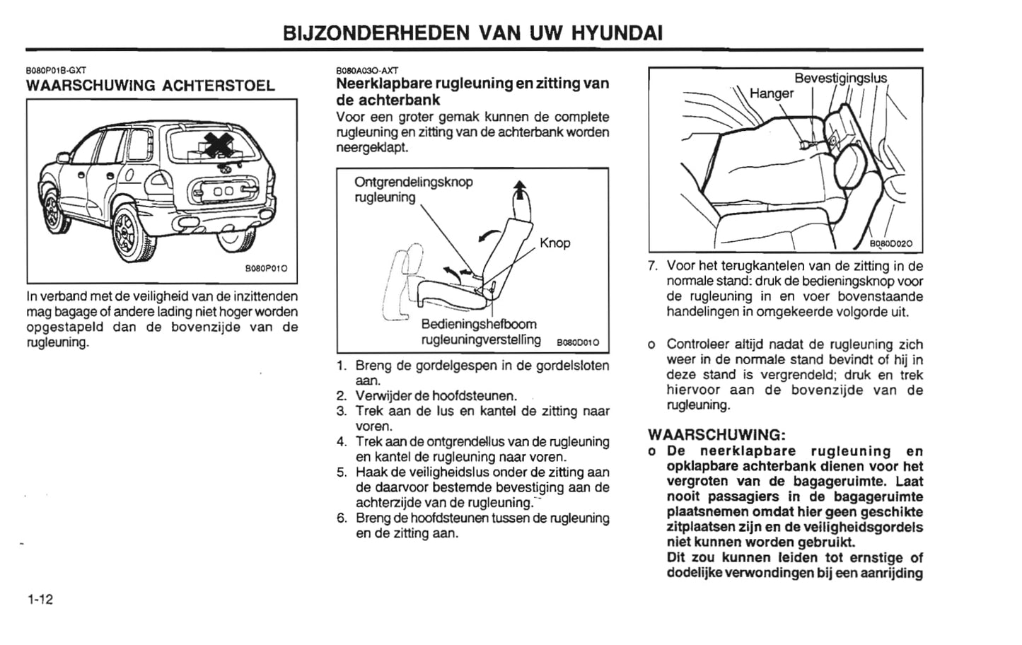 2001-2002 Hyundai Santa Fe Owner's Manual | Dutch