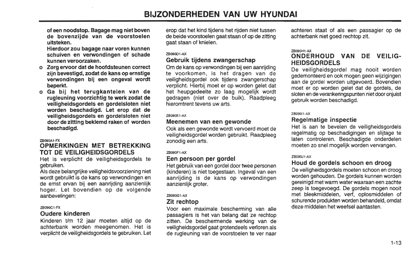2001-2002 Hyundai Santa Fe Owner's Manual | Dutch