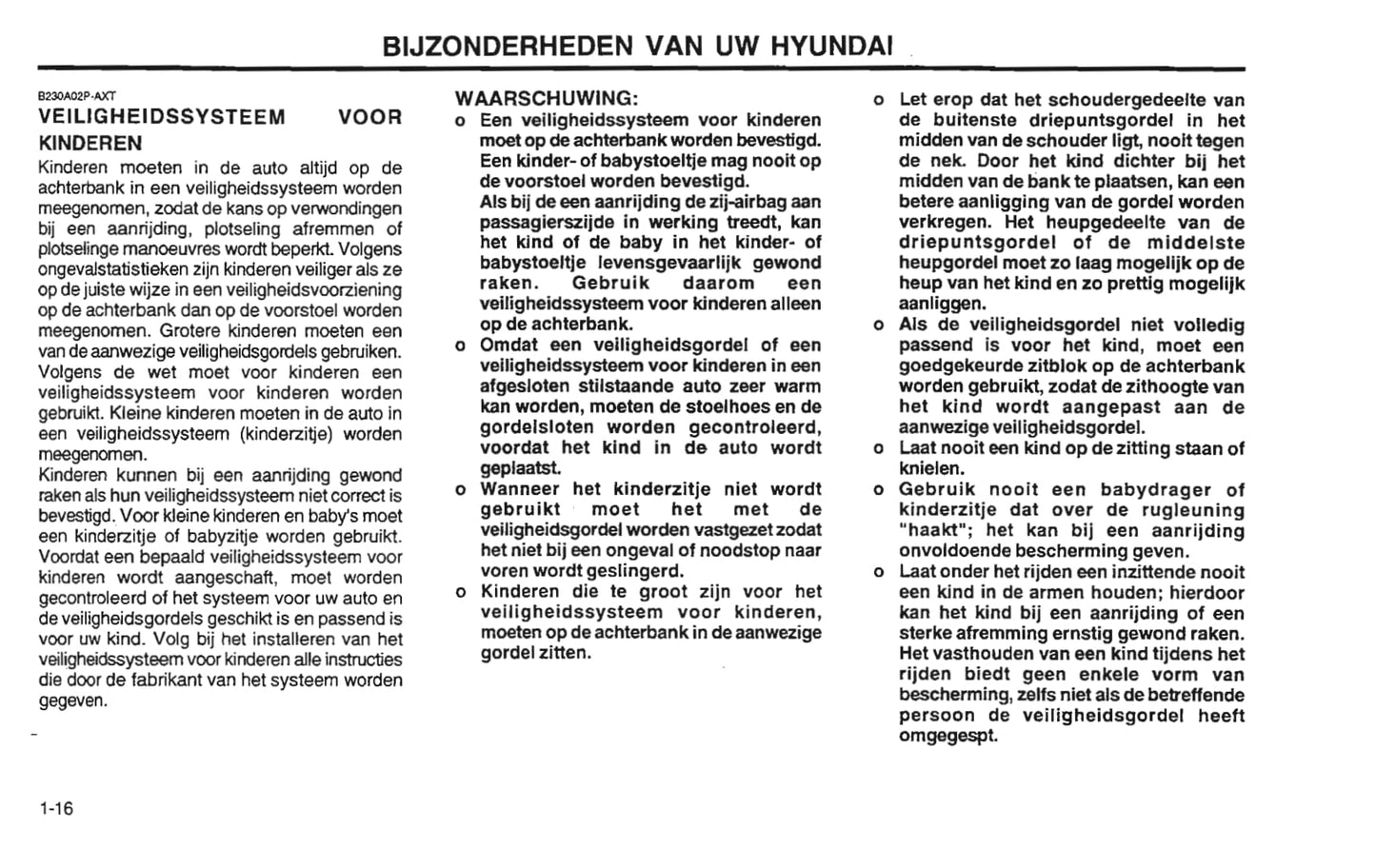 2001-2002 Hyundai Santa Fe Owner's Manual | Dutch