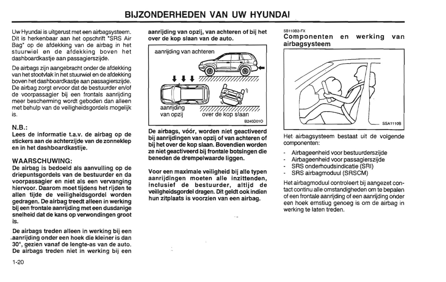 2001-2002 Hyundai Santa Fe Owner's Manual | Dutch