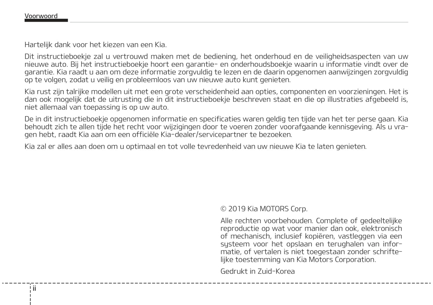 2019-2020 Kia Sorento Bedienungsanleitung | Niederländisch