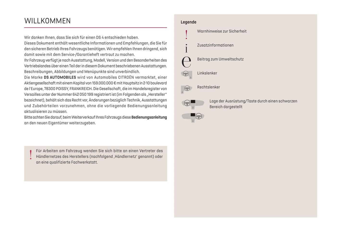 2021-2022 DS Automobiles DS 4 Owner's Manual | German