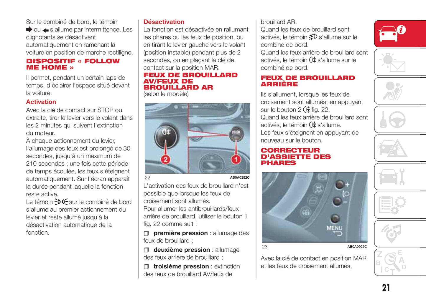 2016-2022 Abarth 595 Bedienungsanleitung | Französisch
