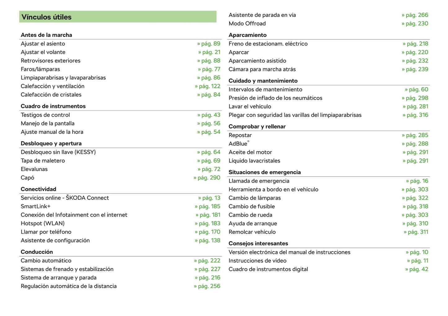 2017-2021 Skoda Kodiaq Bedienungsanleitung | Spanisch