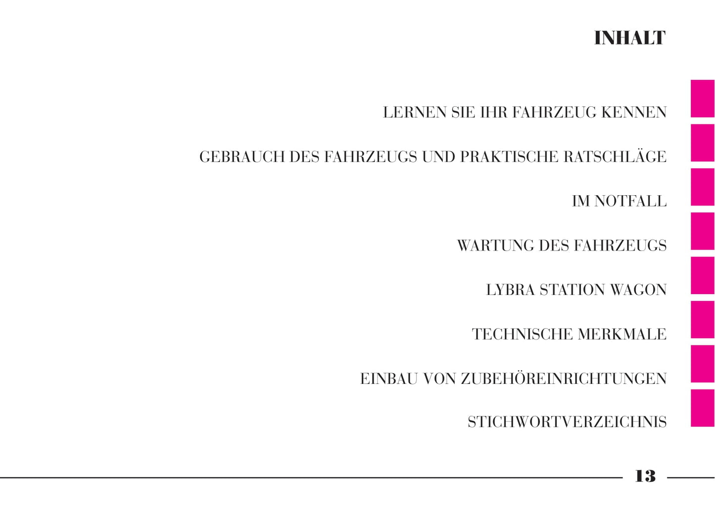 2001-2005 Lancia Lybra Bedienungsanleitung | Deutsch
