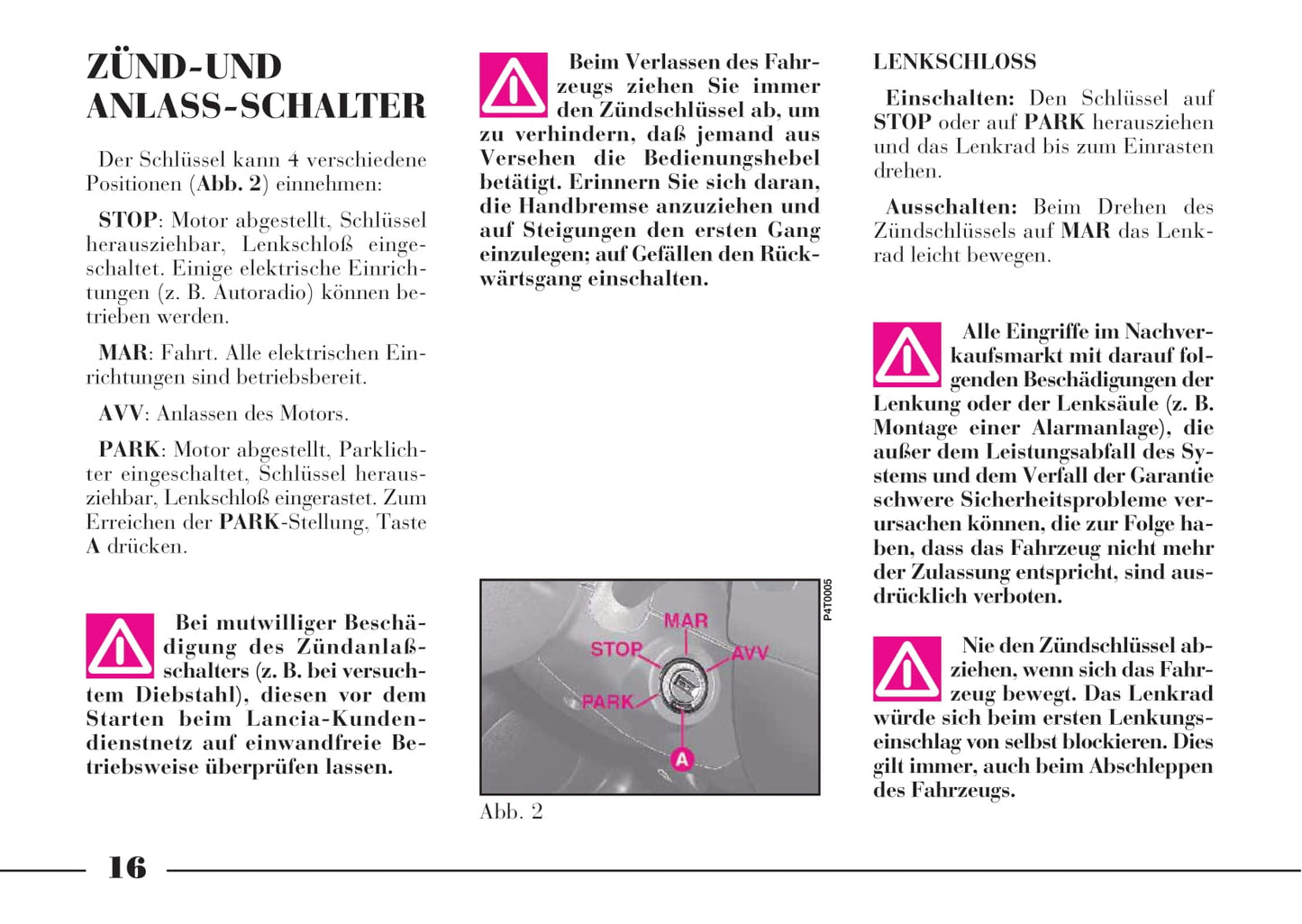 2001-2005 Lancia Lybra Bedienungsanleitung | Deutsch