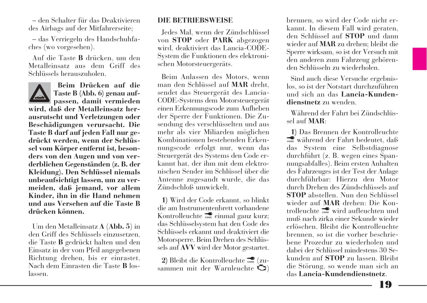 2001-2005 Lancia Lybra Bedienungsanleitung | Deutsch
